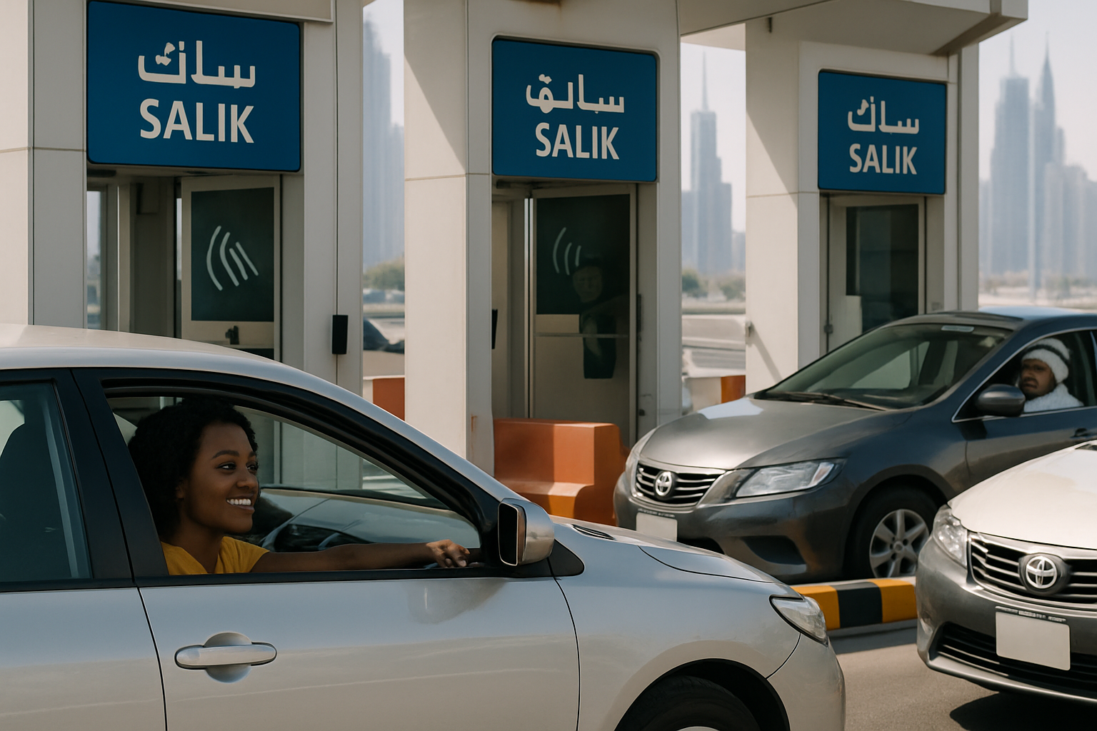 Drivers using automated toll payment services in Dubai