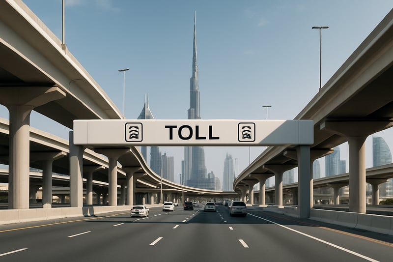 Modern toll road infrastructure in Dubai